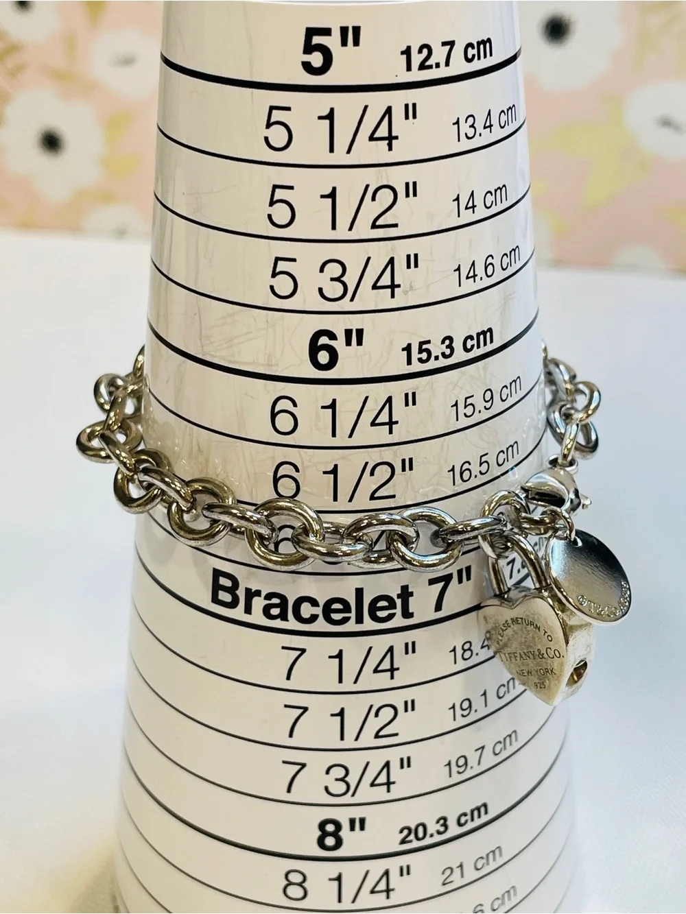 Vintage Tiffany & Co 925 Sterling Silver Heart Tag Chunky Bracelet
